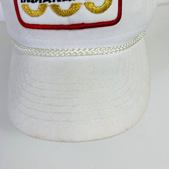 Indianapolis 500 Baseball Cap Anniversary Rope Strapback Hat White Gold 80s VTG - Picture 8 of 11